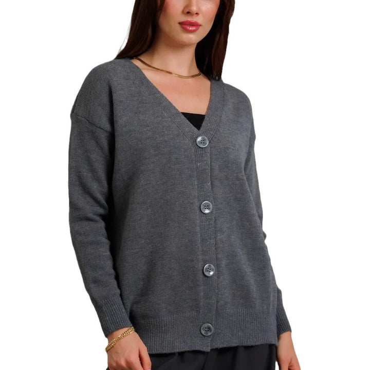 Damen kuschelige Strickjacke mit knöpfbarem Design Drune