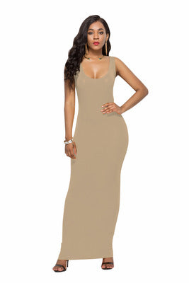 Damen Bodycon Maxikleid mit tiefem Ausschnitt und figurbetontem Schnitt Drune