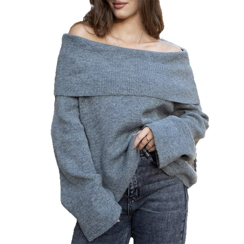 Damen Off-Shoulder-Pulloverkleid aus weicher Strickqualität Drune