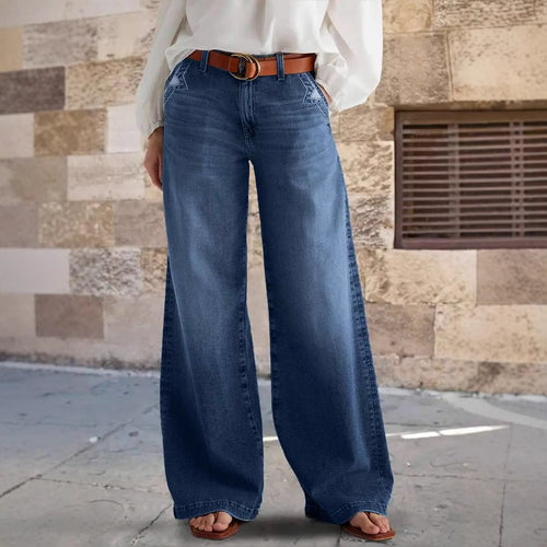 Damen Weit geschnittene Jeanshose mit hohem Bund Drune