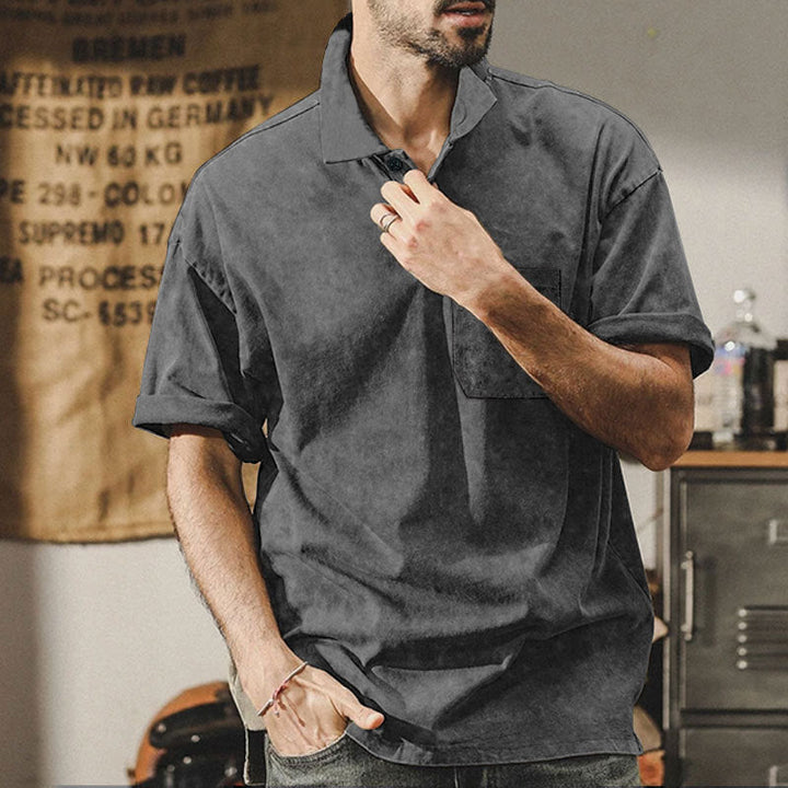 Herren lässiges Kurzarmhemd mit praktischer Brusttasche und softer Textur Drune