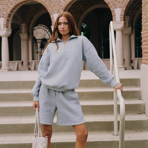 Damen Warming Sweatshirt und Shorts Set Drune