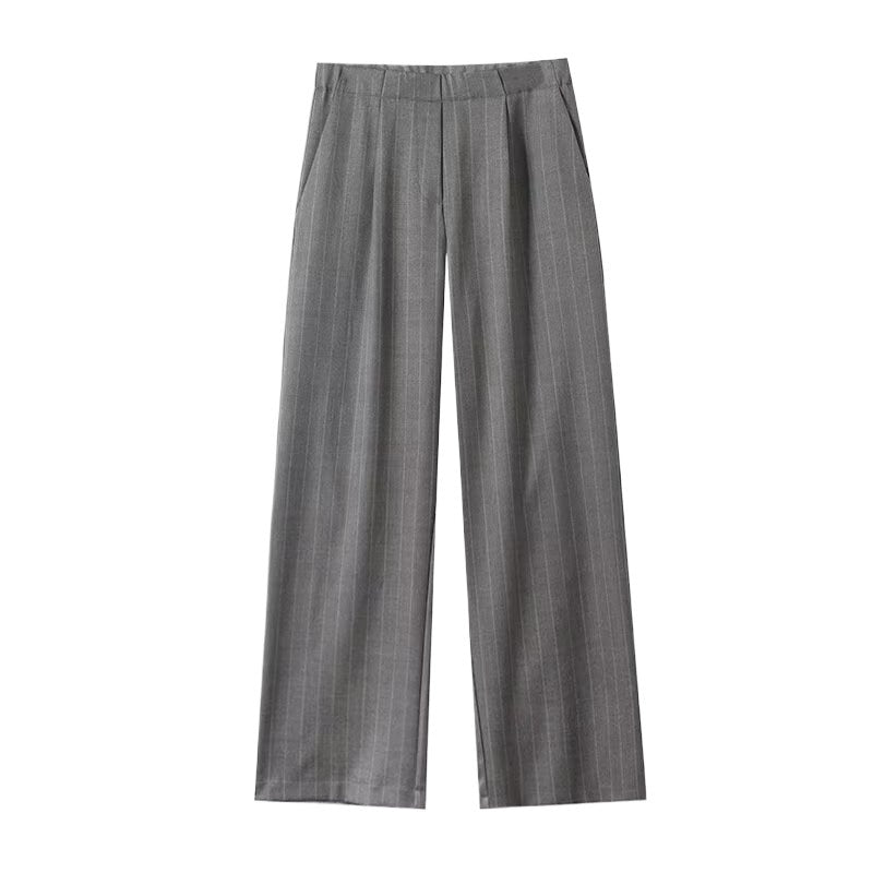 Damen Elegante weite Streifenhose mit hohem Bund Drune