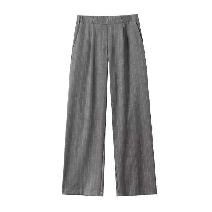 Damen Elegante weite Streifenhose mit hohem Bund Drune