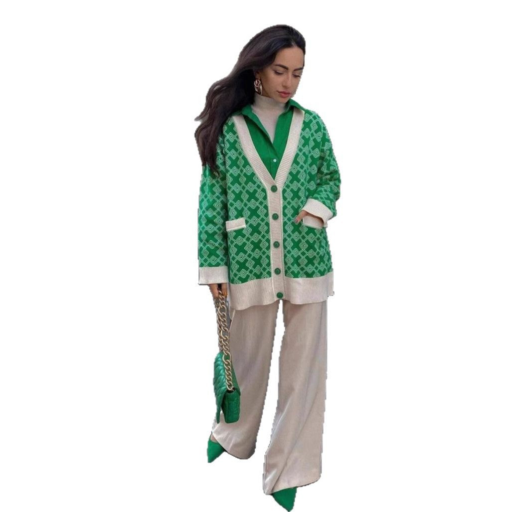 Damen Gemusterte Strickjacke mit eleganten Taschen Drune
