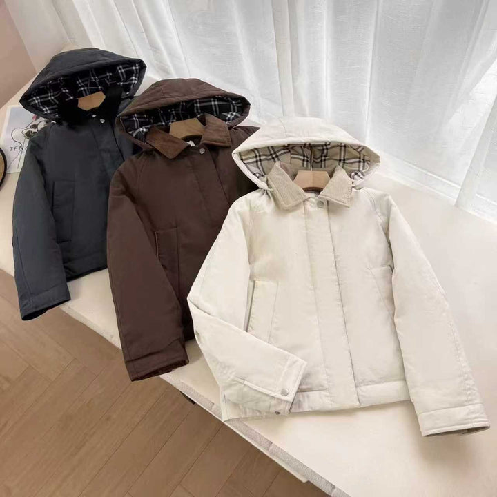 Damen modische und funktionale Kurzjacke mit Kapuze Drune
