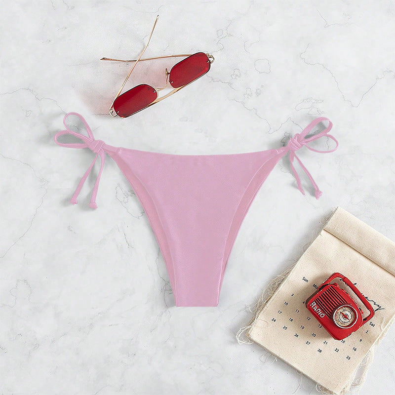 Damen Hoch geschnittene Bikini-Hose mit verstellbaren Bindebändern Drune