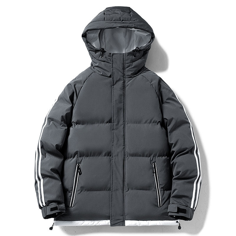 Herren nan gesteppte Kapuzen-Winterjacke mit Thermofutter, seitlichen Kontraststreifen und winddichter Außenhülle Drune