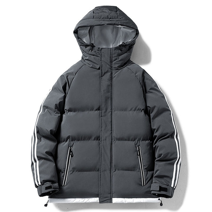 Herren nan gesteppte Kapuzen-Winterjacke mit Thermofutter, seitlichen Kontraststreifen und winddichter Außenhülle Drune