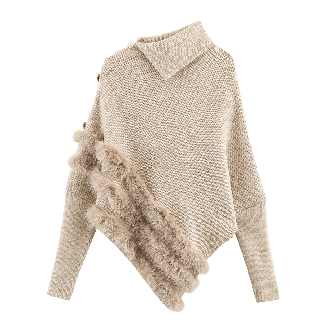 Damen Strickpullover mit feinem Wollmix und eleganter Fellverzierung Drune