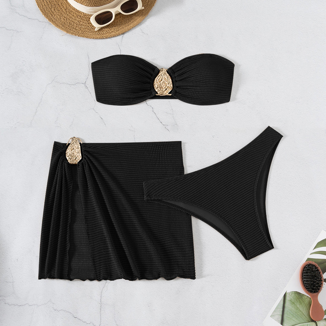 Damen Bandeau-Bikini-Set mit elegantem Drapierungsdetail Drune