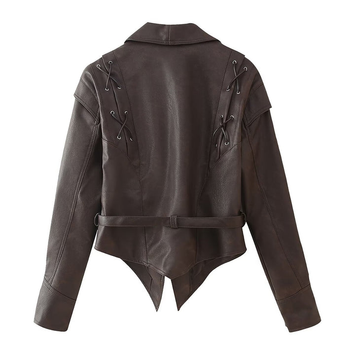 Damen Bikerjacke mit raffinierten Schnürdetails und tailliertem Schnitt Drune