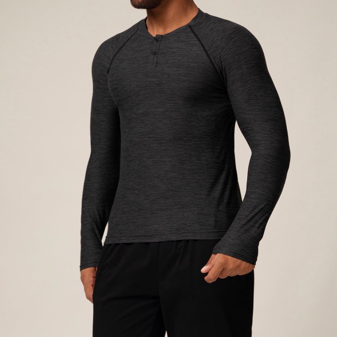 Herren Langarmshirt mit Knopfleiste Drune