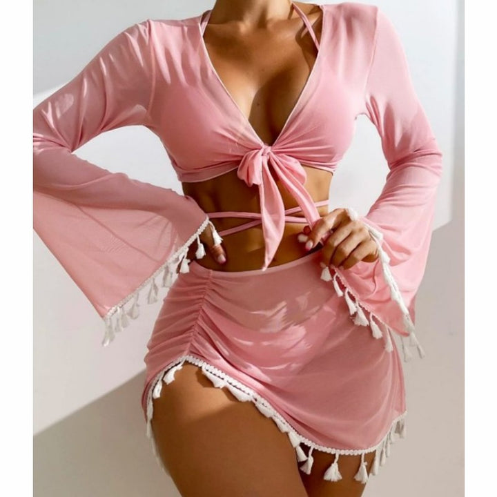 Damen Strandoutfit mit eleganten Schnürdetails Drune