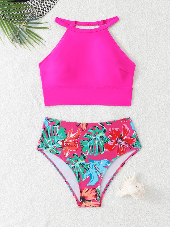 Damen Sportliches Bikini-Set mit hoch geschnittenem Unterteil und modernem Rücken Drune