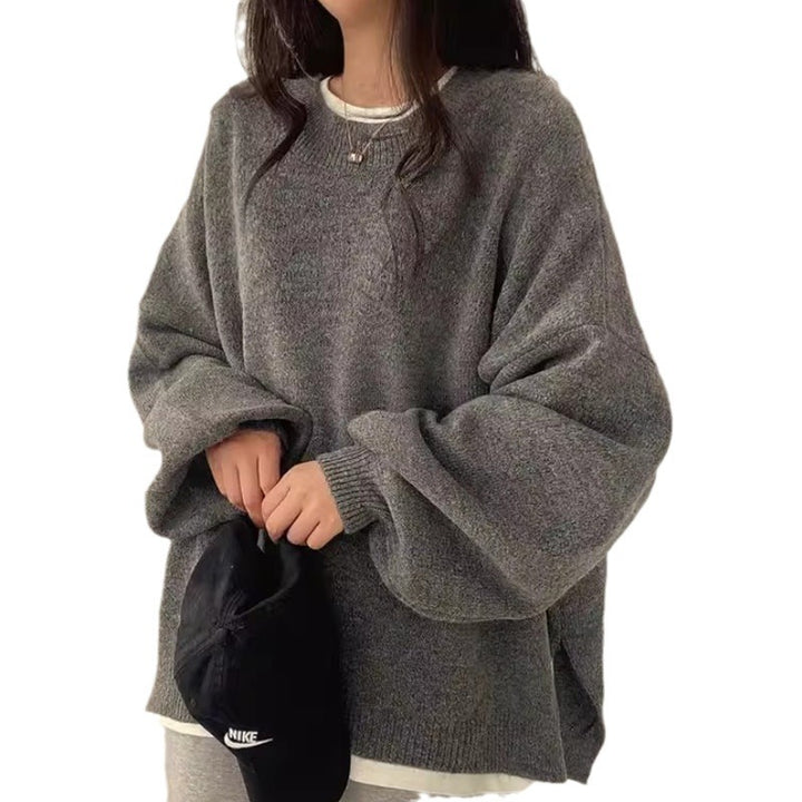 Damen oversized Strickpullover mit weiten Ärmeln und lässigem Schnitt Drune