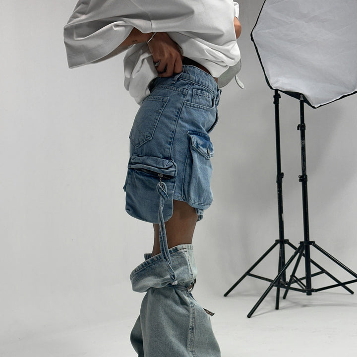 Damen Denimrock mit praktischen Taschen und verstellbarem Bund Drune