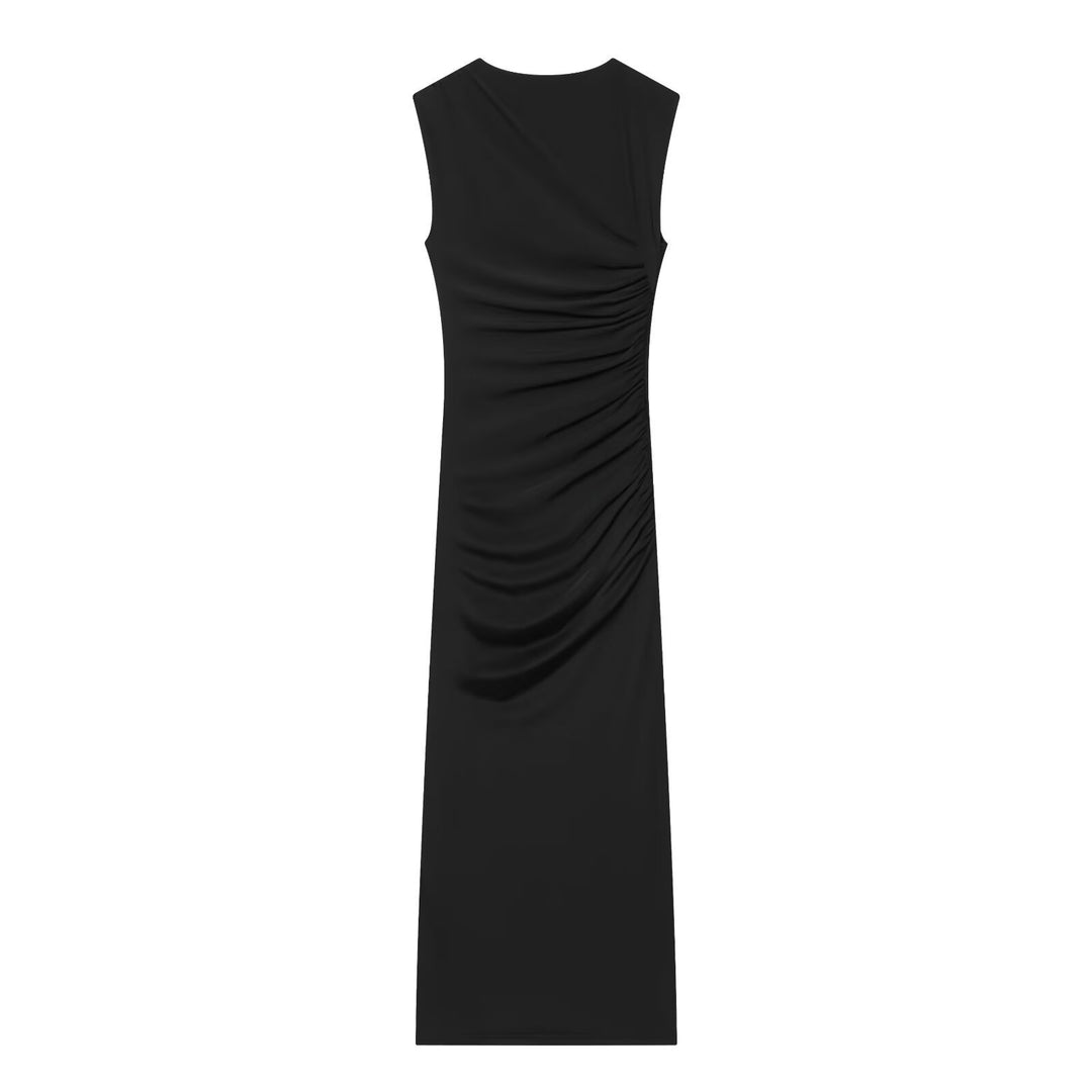 Damen ärmelloses Maxikleid mit raffinierten Rüschendetails und elegantem Schnitt Drune