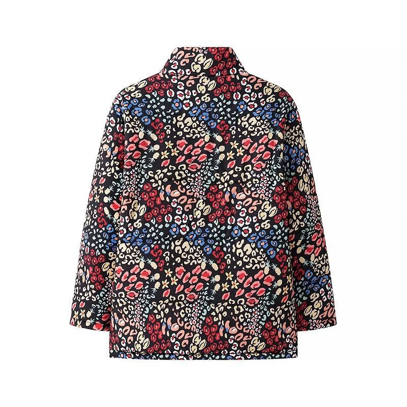 Damen Leichte Steppjacke mit aufregendem Leopardenmuster und praktischen Taschen Drune