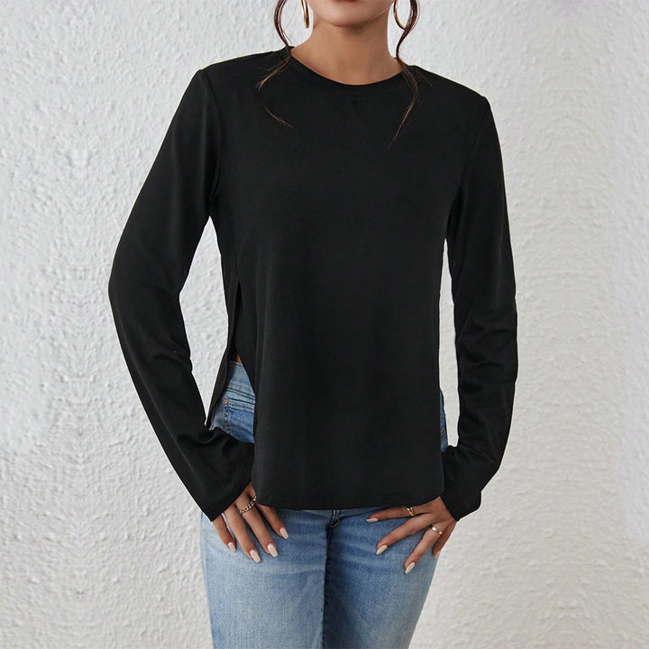 Damen Langarmshirt mit modischen Cut-Out-Details und bequemer Passform Drune