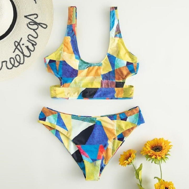 Damen Sport-Bikini mit geometrischem Design und breiten Trägern Drune