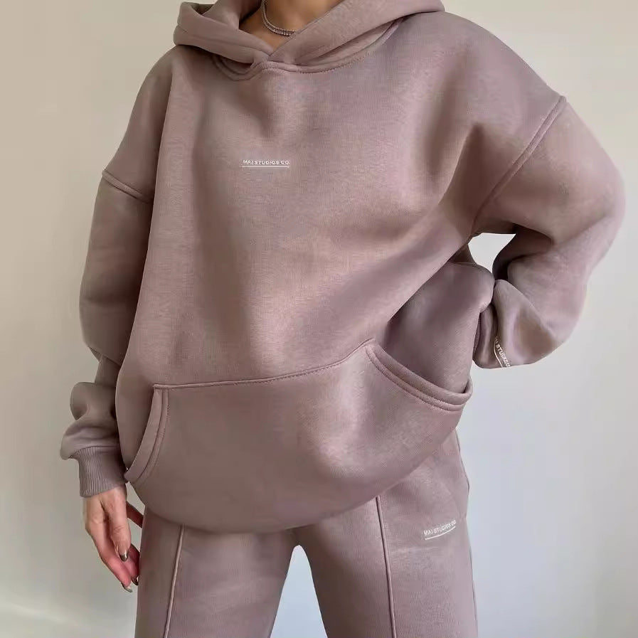 Damen lässiger oversized Kapuzenpullover mit praktischer Kängurutasche Drune