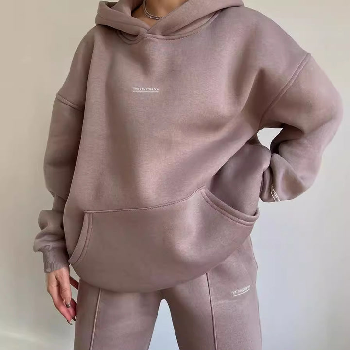 Damen lässiger oversized Kapuzenpullover mit praktischer Kängurutasche Drune
