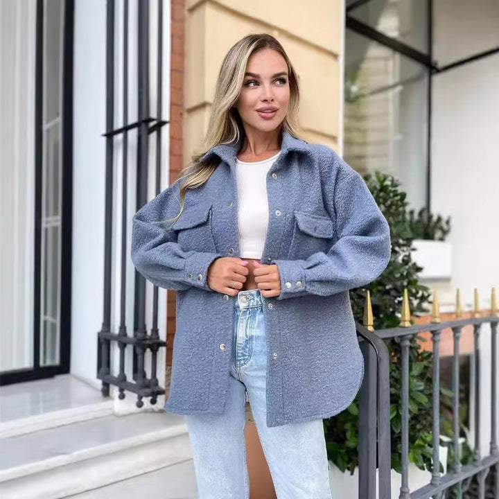 Damen Kuschelige Fleecejacke mit aufgesetzten Taschen und Knopfleiste Drune