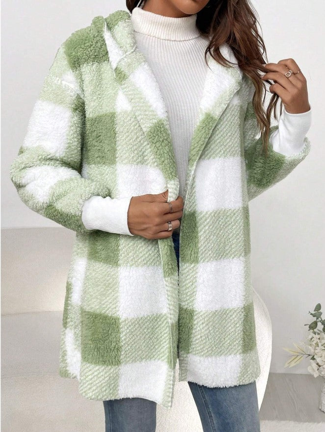 Damen Kuschelige Karojacke mit weichem Material und lässiger Passform Drune