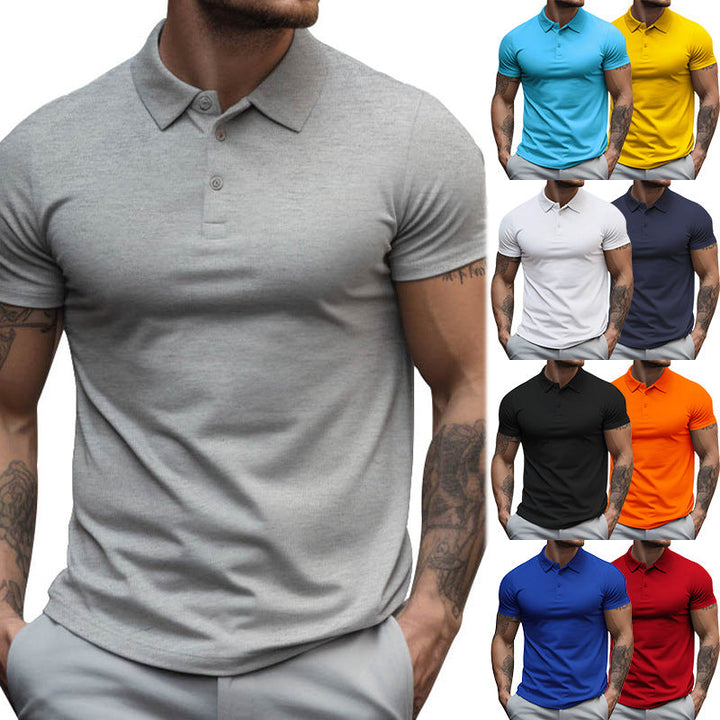 Herren nan athletisches figurnahes Piqué-Poloshirt kurzärmelig mit verdeckter Knopfleiste Drune