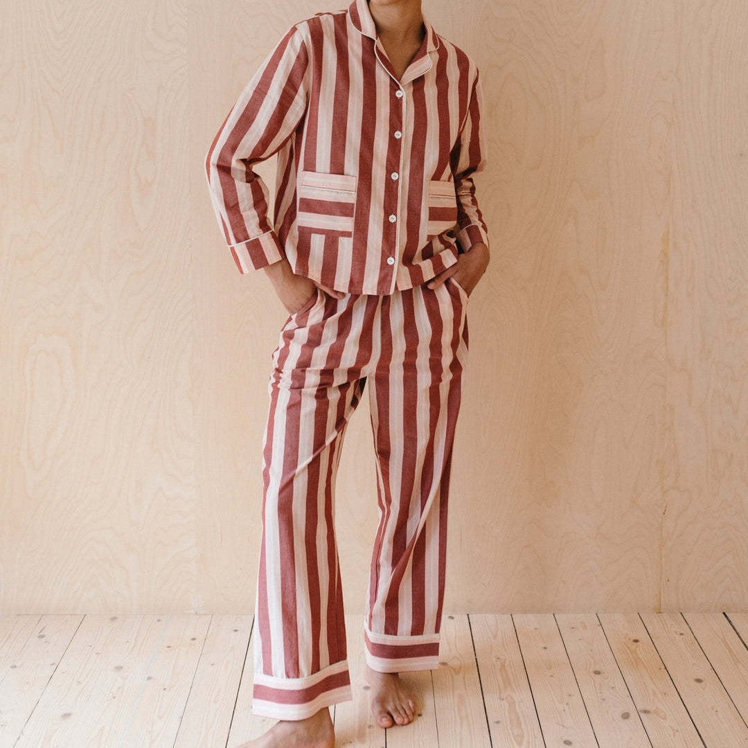 Damen Pyjama-Set mit modischem Streifenmuster Drune