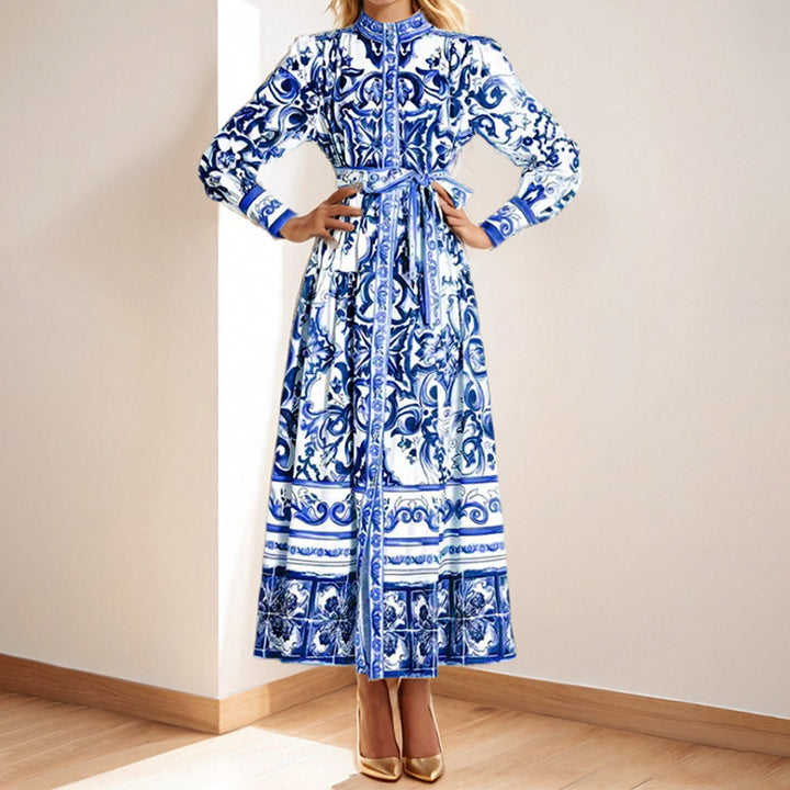 Damen Midikleid im eleganten Barockdesign mit aufwendigen Musterdetails Drune