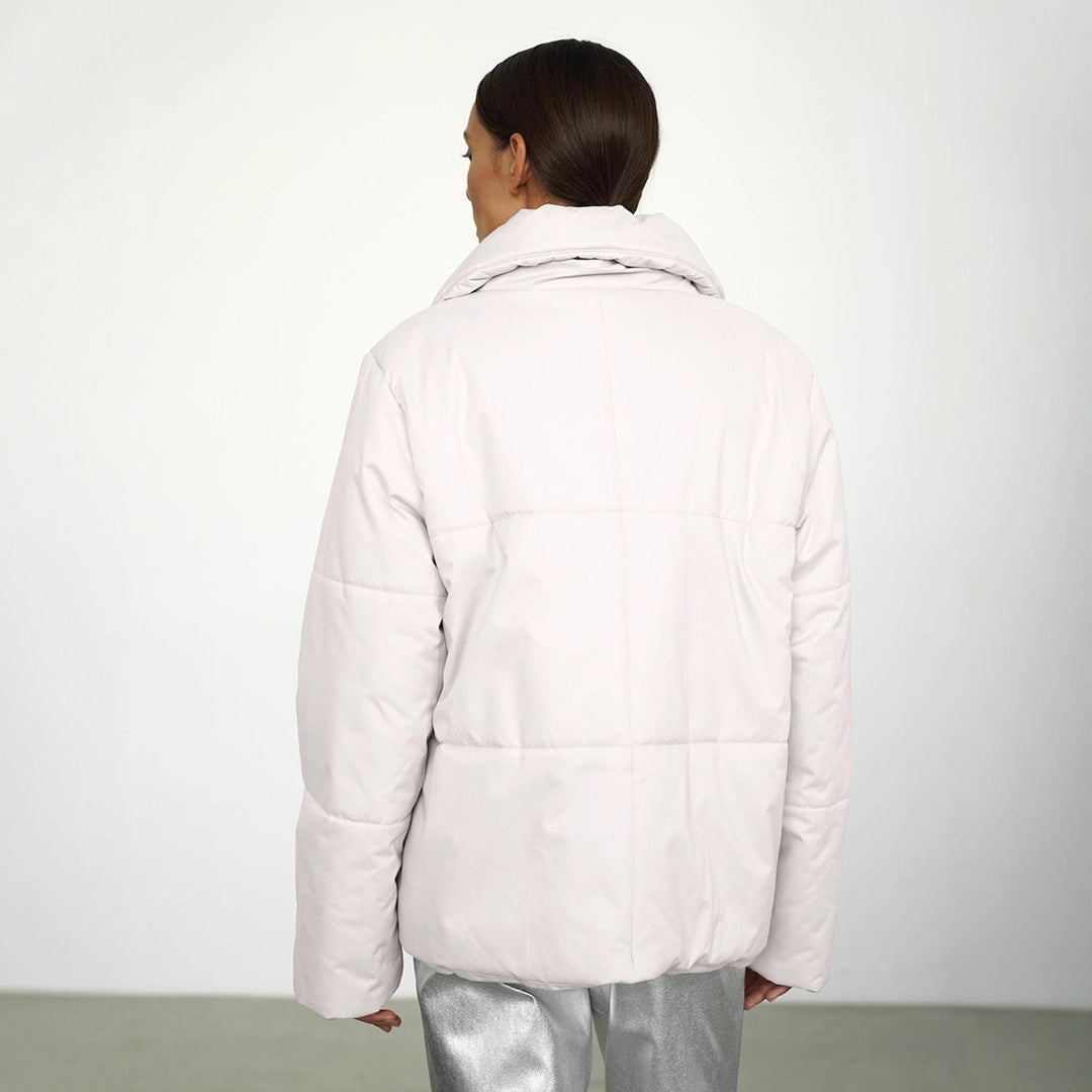 Damen Oversized Daunenjacke mit hohem Kragen und Druckknopfverschluss Drune