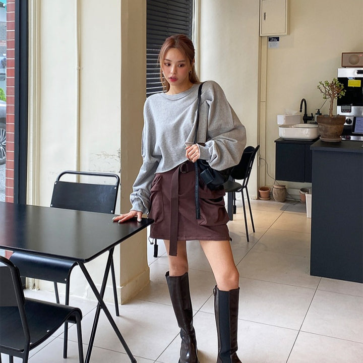 Damen lässiger oversized Pullover mit voluminösen Ärmeln Drune