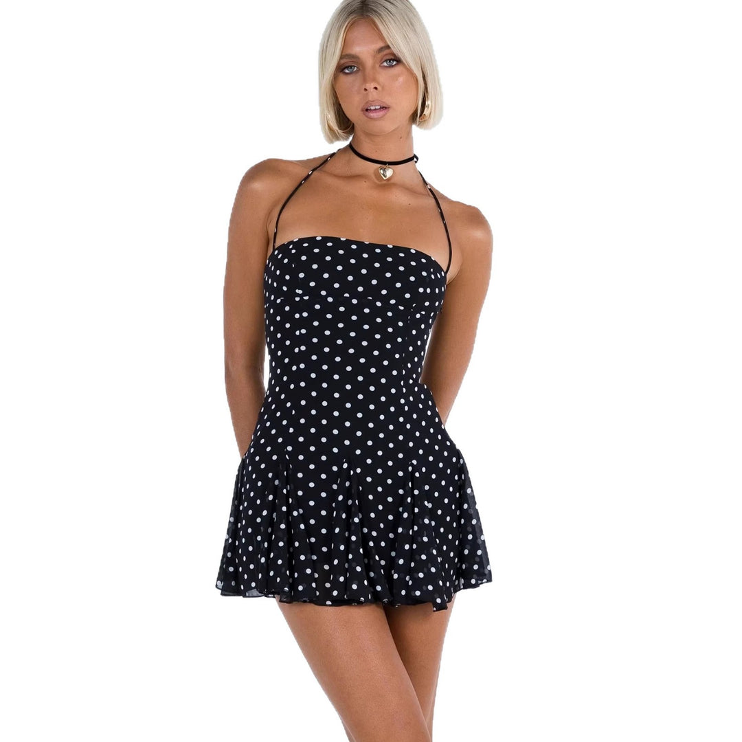 Damen Minikleid mit floralen Details und schwingendem Rock Drune