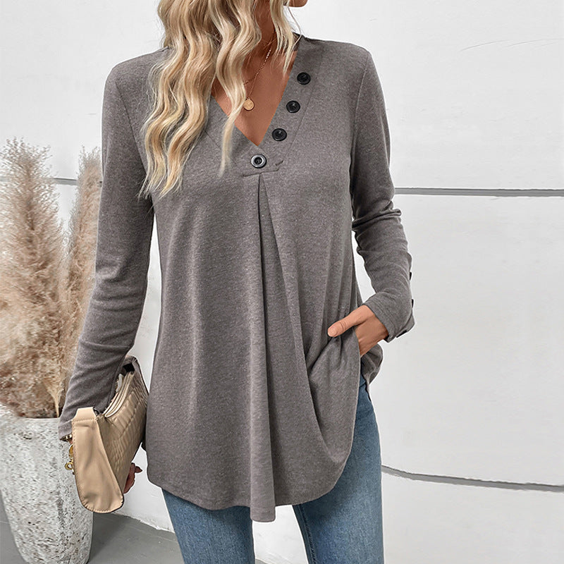 Damen Tunika mit Knopfleiste und asymmetrischem Schnitt Drune