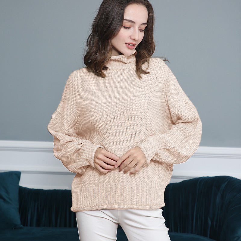 Damen Grobstrickpullover mit Rollkragen und luftiger Schnittgestaltung Drune