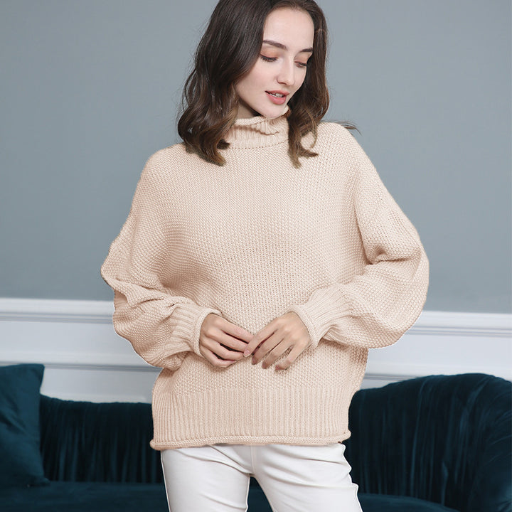 Damen Grobstrickpullover mit Rollkragen und luftiger Schnittgestaltung Drune