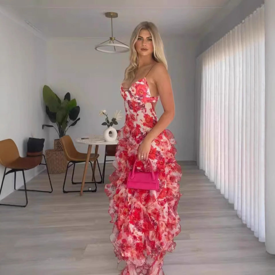 Damen Sommerliches Maxikleid mit floralen Prints Drune