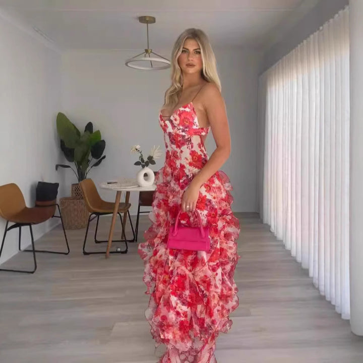 Damen Sommerliches Maxikleid mit floralen Prints Drune