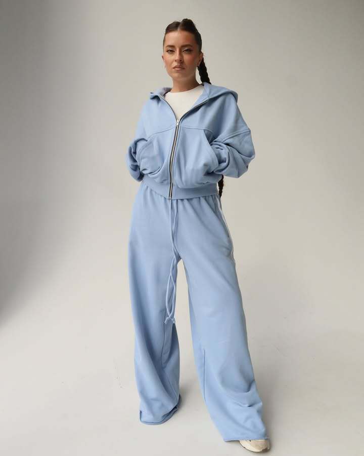 Damen Sportliches Lounge-Set mit cropped Hoodie und weitem Schnitt Drune