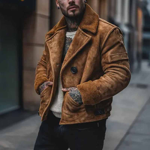 Herren lässige Wildlederjacke mit weichem Innenfutter Drune