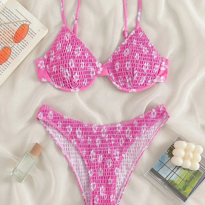 Damen Hochtaillierter Bikini mit gepolstertem Oberteil und verstellbaren Trägern Drune