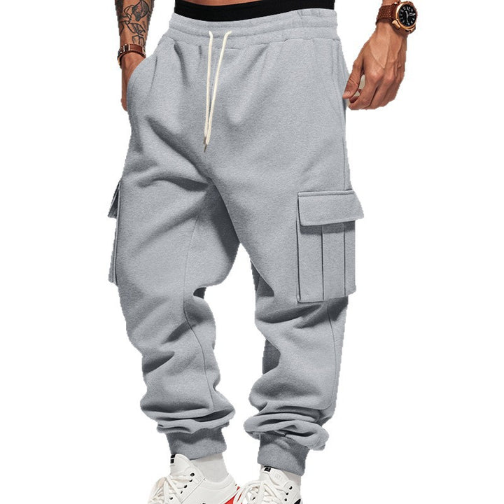 Herren nan thermogefütterte Cargo-Jogginghose mit elastischem Tunnelzug, großen Klappentaschen und gerippten Beinabschlüssen Drune