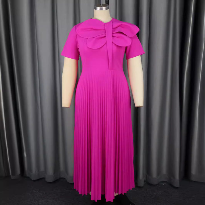 Damen Elegantes Midikleid mit voluminösem Schleifenakzent Drune