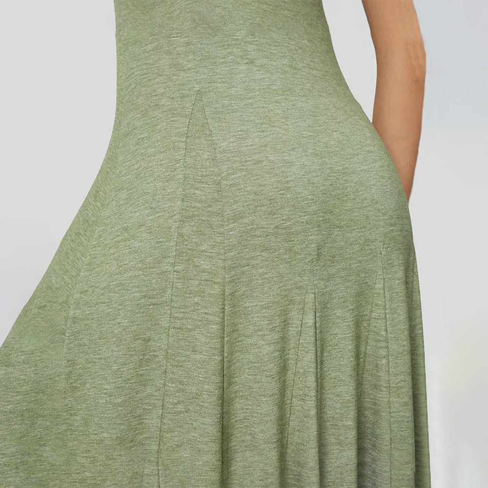 Damen Maxikleid mit fließendem Schnitt und elegantem Rundhalsausschnitt Drune
