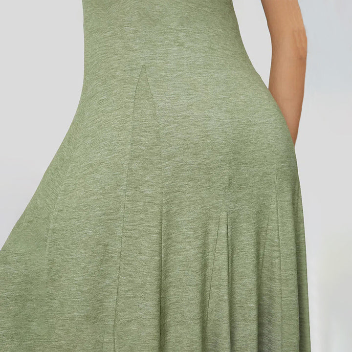 Damen Maxikleid mit fließendem Schnitt und elegantem Rundhalsausschnitt Drune