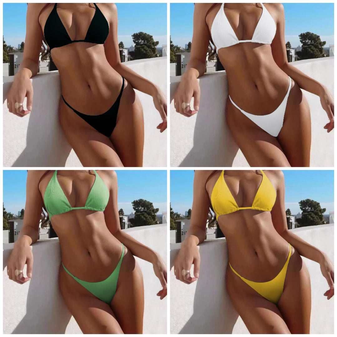 Damen Triangel-Bikini mit feiner Rippstruktur Drune