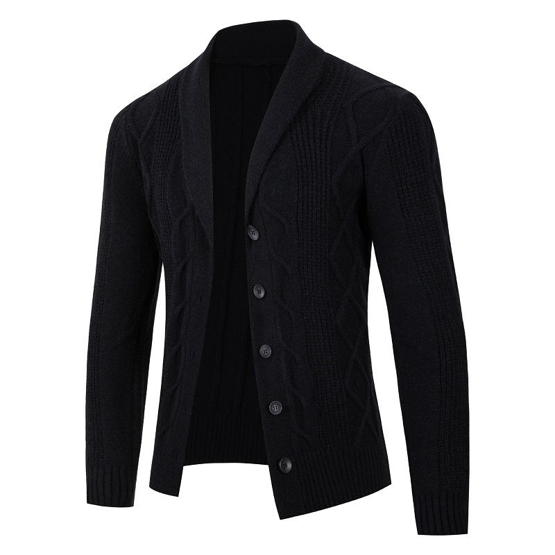Herren modische Strickjacke mit Kabelmuster und Knopfleiste Drune