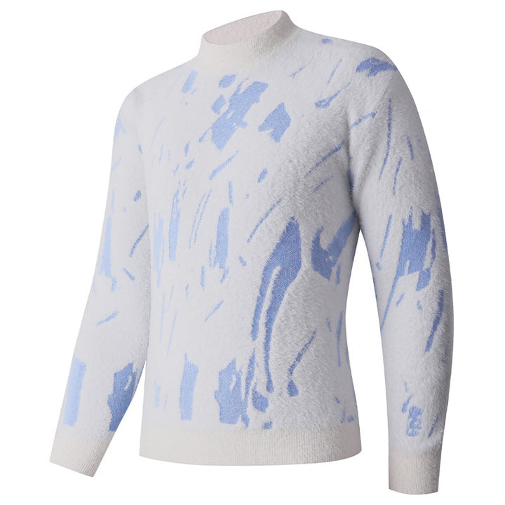Damen modischer Pullover mit strukturiertem Muster und hohen Kragen Drune